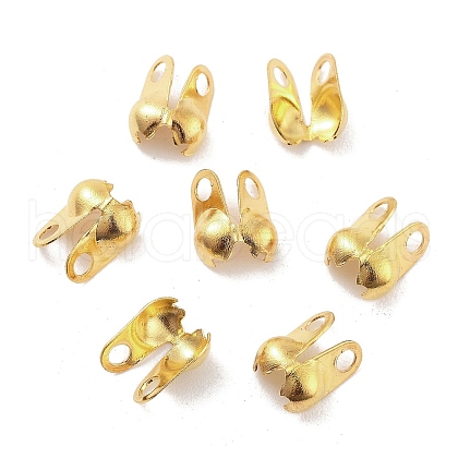 Rack Plating Brass Bead Tips KK-P274-02D-G-1