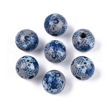 Bohemian Style Printed Schima Wood Beads WOOD-T032-31C-1