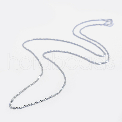 Anti-Tarnish Rhodium Plated 925 Sterling Silver Singapore Chain Necklaces STER-F039-45cm-06P-1