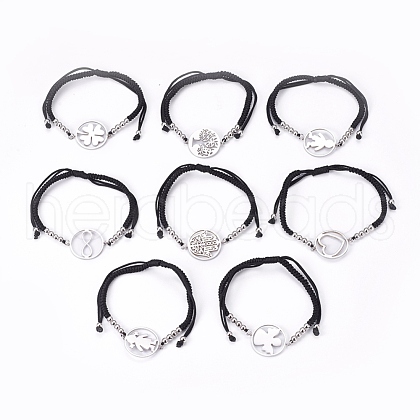 Adjustable Nylon Cord Braided Bead Bracelets BJEW-L640-05P-1