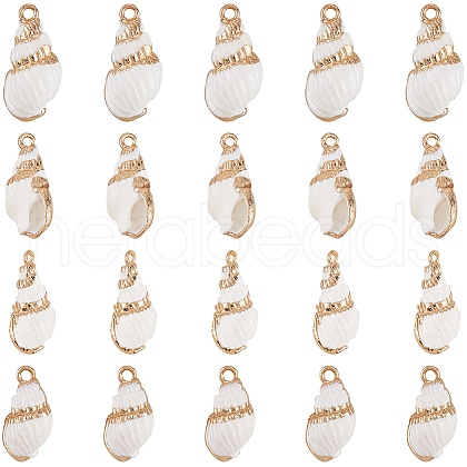 SUNNYCLUE 30Pcs Electroplated Spiral Shell Pendants SSHEL-SC0001-29A-1