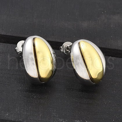 Brass Two Tone Stud Earrings for Women EJEW-U057-04G-B-1