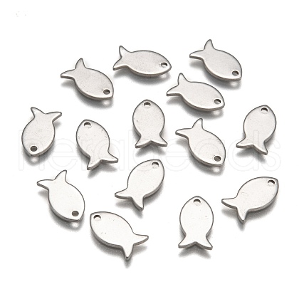 Tarnish Resistant Stainless Steel Fish Charms STAS-M037-08-1