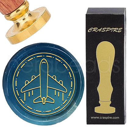 Brass Wax Seal Stamp with Wood Handle AJEW-WH0412-0270-1