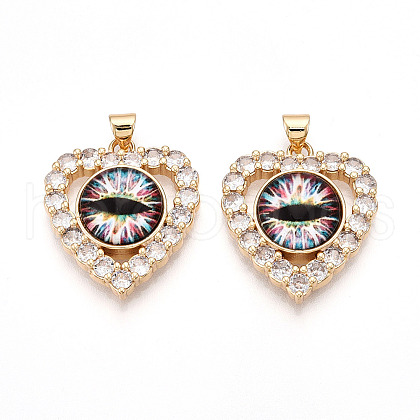Brass Micro Pave Clear Cubic Zirconia Pendants for Women KK-T070-93A-03-1