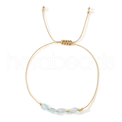 Adjustable Natural Aquamarine Braided Bead Bracelets DH2886-10-1