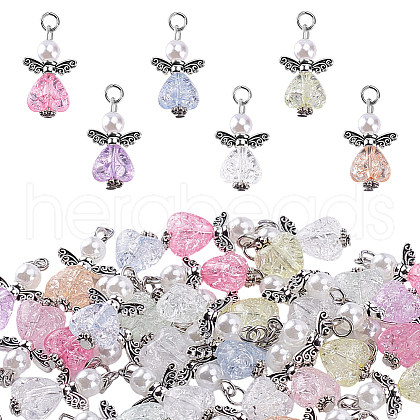 30Pcs Glass Pendant PALLOY-PH01669-1