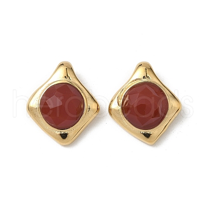 304 Stainless Steel Pave Faceted Natural Carnelian(Dyed & Heated) Pendants STAS-V015-09G-1