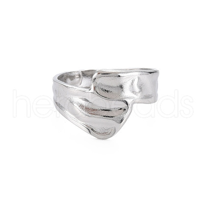 Non-Tarnish 304 Stainless Steel Irregular Wide Band Open Cuff Ring for Women RJEW-N038-049P-1