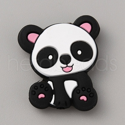 Panda Silicone Beads SIL-WH0002-82C-1