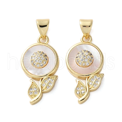 Brass Micro Pave Cubic Zirconia Pendants KK-U070-28G-1