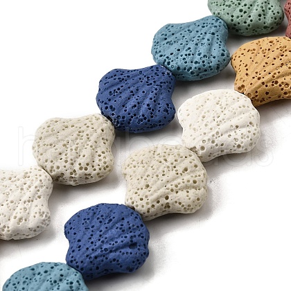 Dyed Natural Lava Rock Beads Strands G-A264-A04-01A-1