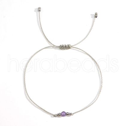 Natural Amethyst Beads Braided Bead Bracelets JC9277-4-1