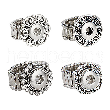 DELORIGIN 4Pcs 4 Styles Alloy Snap Rings for Women Men RJEW-DR0001-03A-1