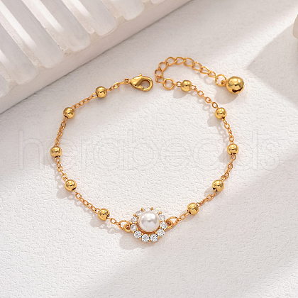 Fashionable Brass Pave Clear Cubic Zirconia Ball Cable Chain Bracelets MT7200-1