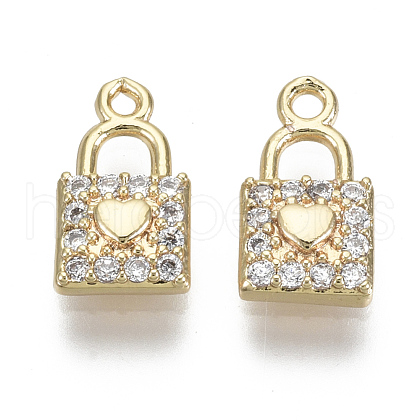 Brass Micro Pave Clear Cubic Zirconia Charms KK-S348-543-NF-1