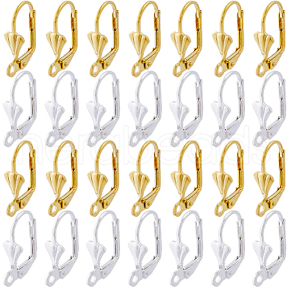 SUNNYCLUE 100Pcs 2 Colors Brass Hoop Earring Findings KK-SC0003-70-1