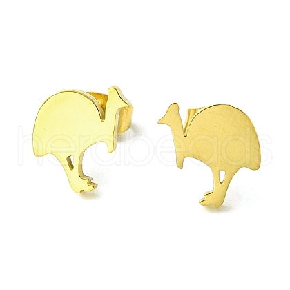 Cute Little Animal Theme 304 Stainless Steel Stud Earrings EJEW-B041-04A-G-1