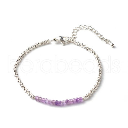 Natural Amethyst Beaded Bracelets BJEW-JB06384-02-1