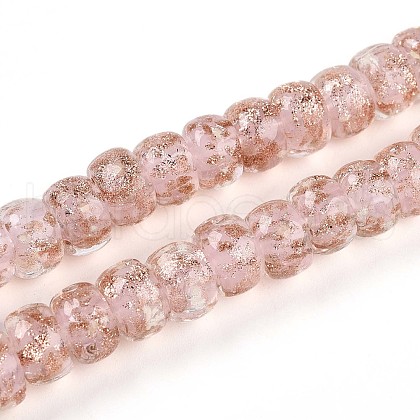 Luminous Handmade Gold Foil Glass Beads Strands FOIL-N029-02A-09-1