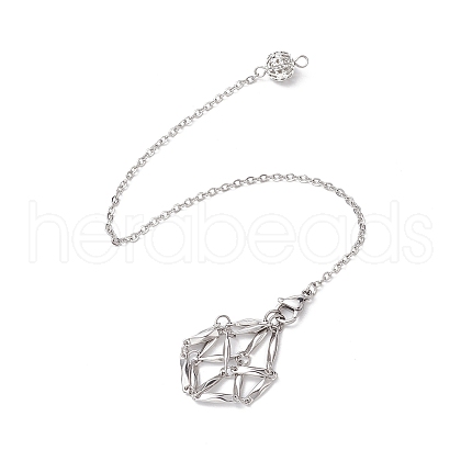 Non-Tarnish Stainless Steel Braided Chain Macrame Pouch Empty Stone Holder Dowsing Pendulums PALLOY-JF02738-02-1