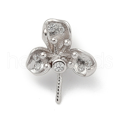925 Sterling Silver Pave Clear Cubic Zirconia Flower Pendant Bails STER-P068-06P-1
