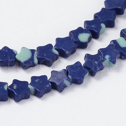Synthetical Chrysocolla Star Bead Strands G-M201-05-4mm-1
