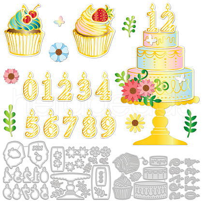 Birthday Cake Carbon Steel Hot Foil Plate Metal Dies DIY-WH0482-0008-1