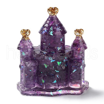 Natural Amethyst Chip & Resin Craft Display Decorations DJEW-PW0021-36G-1