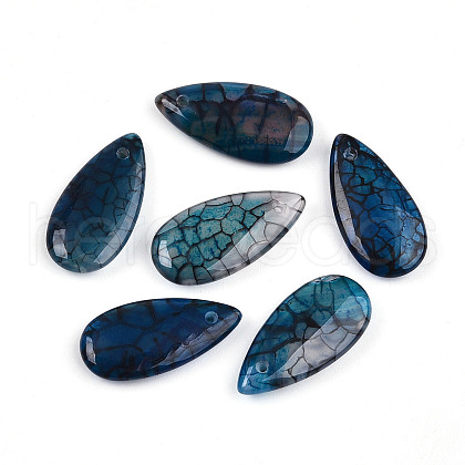 Natural Dragon Veins Agate Pendants G-N0325-16E-1