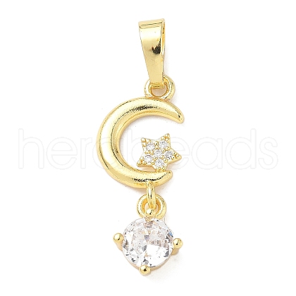 Brass Micro Pave Cubic Zirconia Pendants KK-D357-34G-1