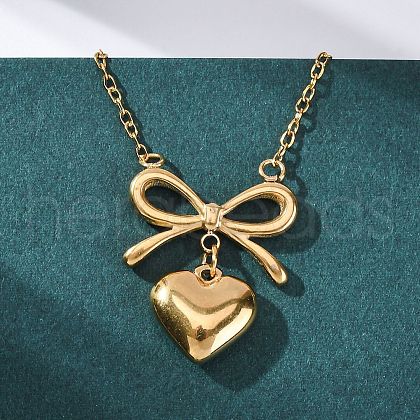 201 Stainless Steel Pendant Necklace for Women NJEW-F335-02G-01-1