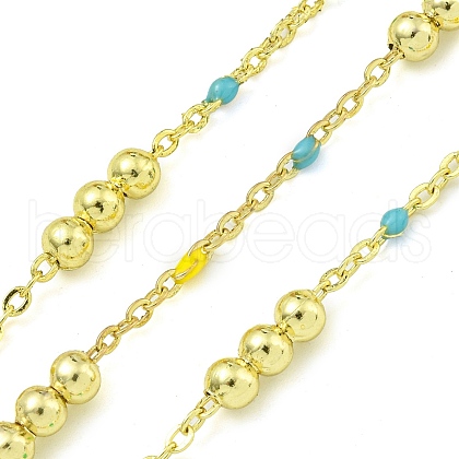 Brass Enamel Round Beaded Link Chain CHC-G022-07G-13-1