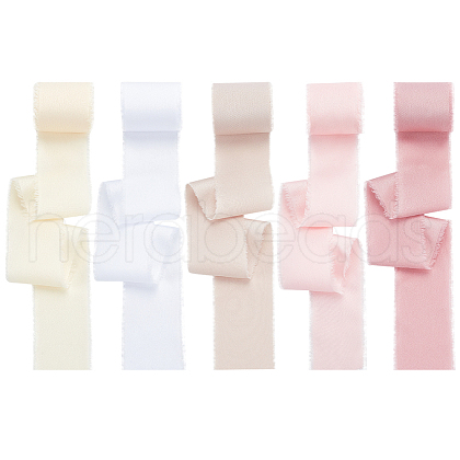   5 Rolls 5 Colors Polyester Frayed Ribbon OCOR-PH0002-79-1