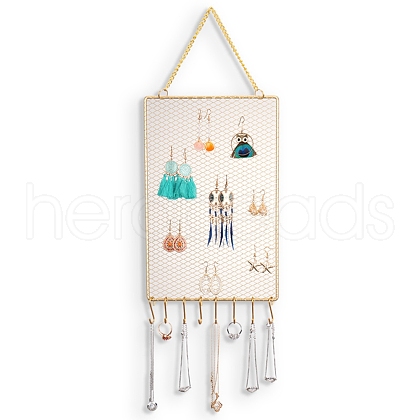 Iron Grid Shape Wall Mount Earring Display ODIS-P010-04G-1
