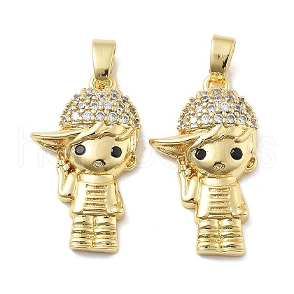 Boy Brass Micro Pave Cubic Zirconia Pendants KK-M325-15A-G-1