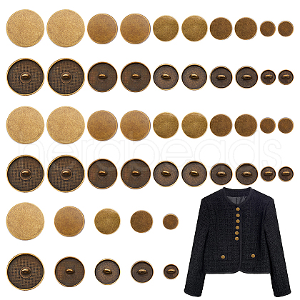 WADORN 50Pcs 5 Style 1-Hole Alloy Shank Buttons BUTT-WR0001-10C-1