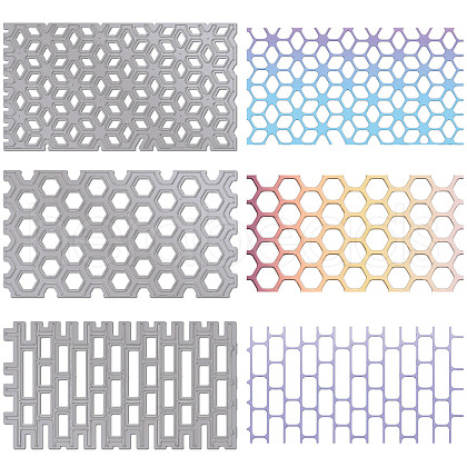 Rhombus Rectangle Hexagon Carbon Steel Cutting Dies Stencils DIY-WH0490-003-1