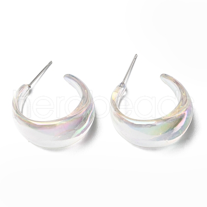 Resin Round Stud Earrings with 316 Stainless Steel Pins EJEW-D056-05P-1