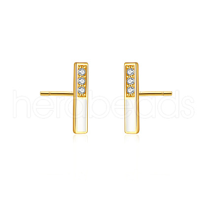 Rectangle S925 Sterling Silver Stud Earrings KX7228-1-1