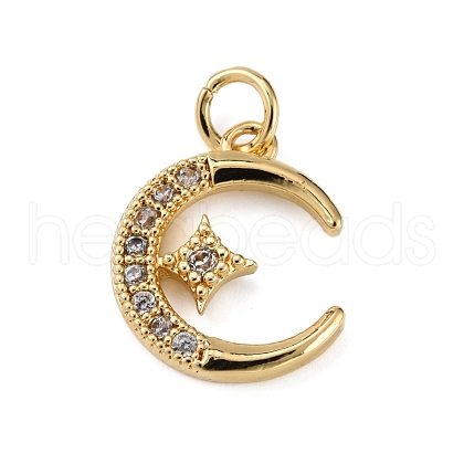 Brass Micro Pave Clear Cubic Zirconia Pendants KK-WH0035-69-1