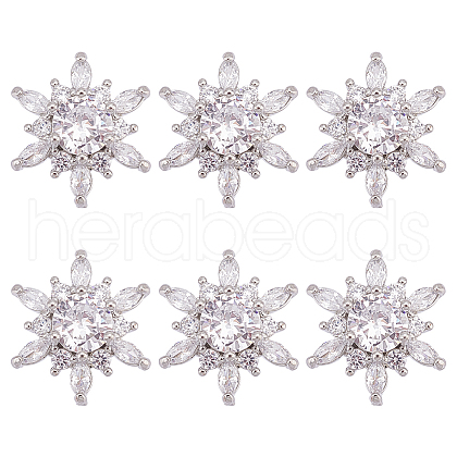 Fingerinspire 6Pcs 1-Hole Brass with Cubic Zirconia Shank Buttons FIND-FG0003-27A-1
