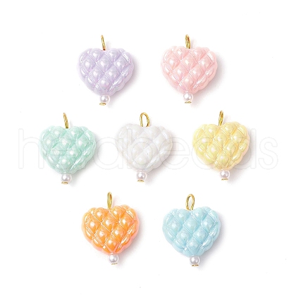 Opaque Acrylic Beads with ABS Plastic Imitation Pearl Beads and Iron Flat Head Pins Pendants PALLOY-JF03776-1