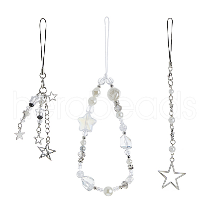SUPERFINDINGS 3Pcs 3 Styles Resin with Plastic Mobile Strap HJEW-FH0001-65-1