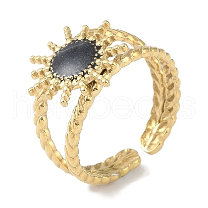 Ion Plating(IP) 304 Stainless Steel Enamel Cuff Finger Rings RJEW-L107-053G-02-1
