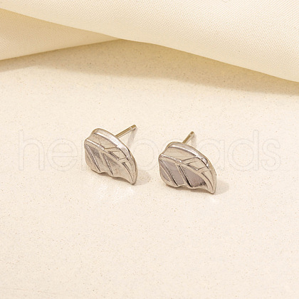 Non-Tarnish 304 Stainless Steel Leaf Stud Earrings for Women BE5708-9-1