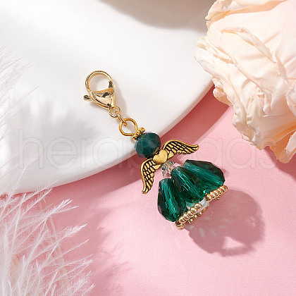 Angel Glass Beaded & Alloy Pendant Decorations HJEW-MZ00190-08-1