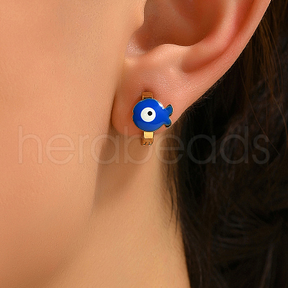 Fashionable Blue Heart Earrings with Gold Plating for Women. TI4912-1