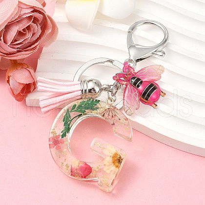 Resin & Acrylic & Faux Suede Tassel Keychain KEYC-YW00125-07-1