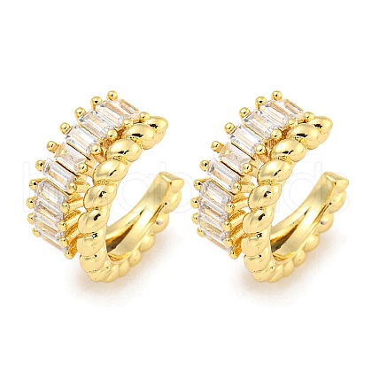 Brass Micro Pave Clear Cubic Zirconia Cuff Earrings EJEW-C104-155G-1